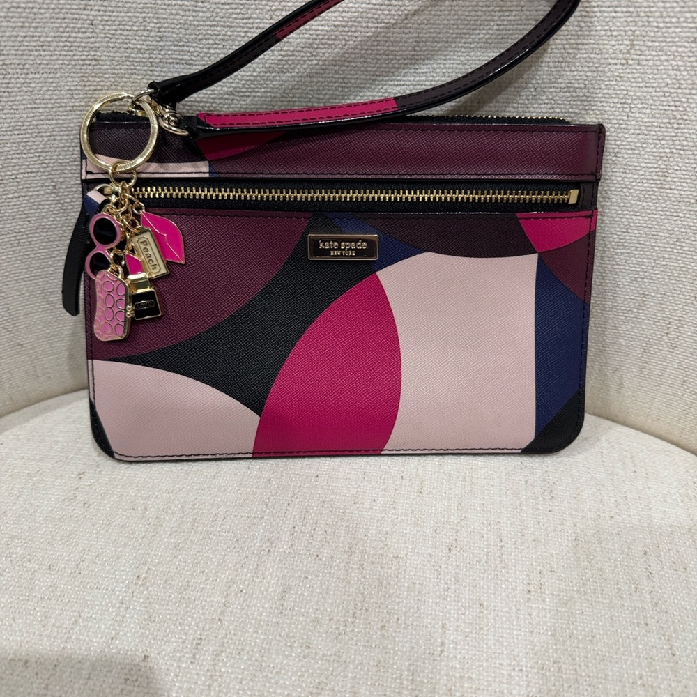Kate Spade Multicolor Wristlet with Gold Accents